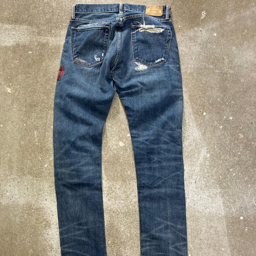 Polo Ralph Lauren Patchwork Distressed Jeans, W31 L34, blue denim
