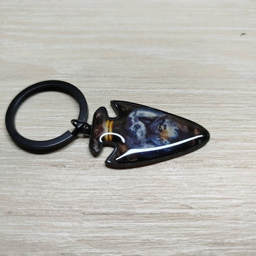 Alpha keychain new, black with wolf design
