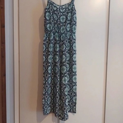 Handmade printed jumpsuit with straps and elastic waist, size M, used