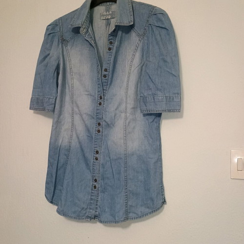 Pull&Bear women's denim short-sleeve shirt like new, blue
