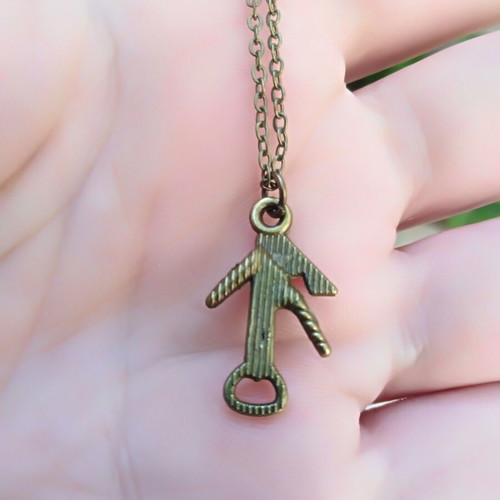 Vintage pocket knife necklace handmade in bronze color with chain
