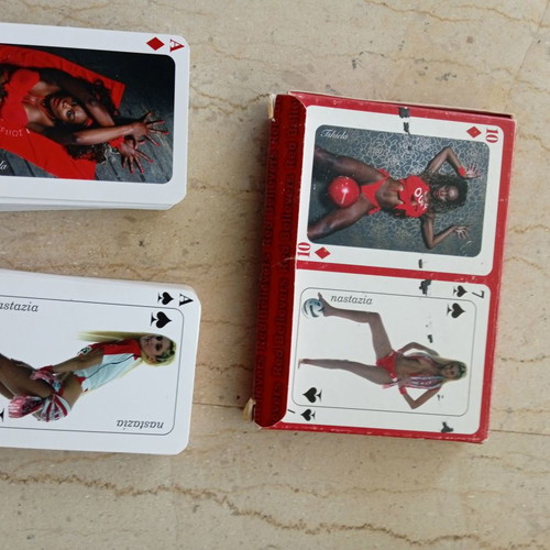 Olympiakos collectible playing cards used, set of 2 with case