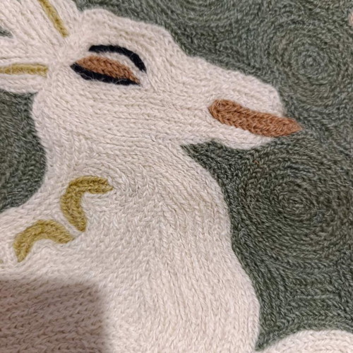 Hand-Embroidered Rug Like New