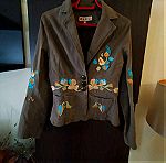  vintage σακάκι με χειροποίητο κέντημα αφορετο κ παντελόνι Chino νούμερα m