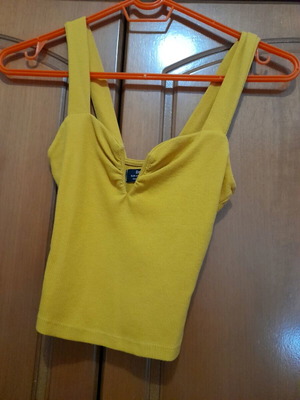 Bershka crop top new mustard rib knit