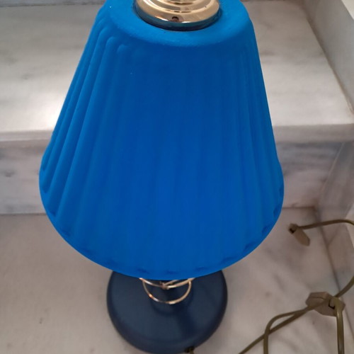 Table lamp postmodern design with metal and glass, like new