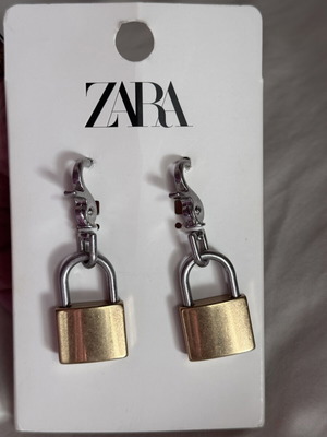 Zara Padlock Earrings new with silver and gold details