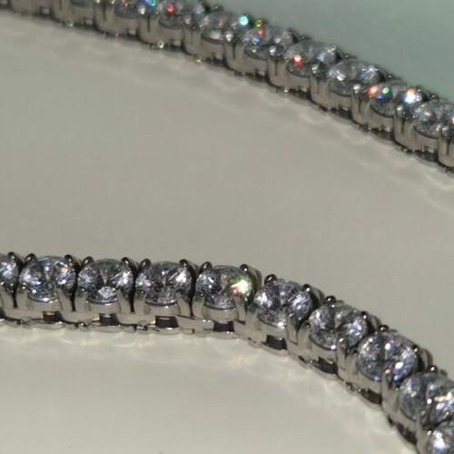 Tennis chain 4mm, white gold plated, stainless steel 316L