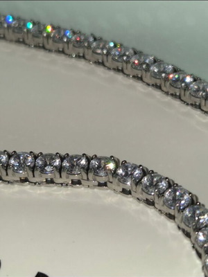 Tennis chain 4mm, white gold plated, stainless steel 316L