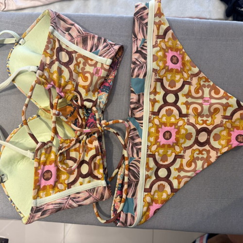 Maaji bikini set large used, reversible colorful design