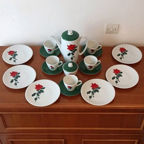 Vintage porcelain coffee and dessert set Seltmann Weiden Bavaria used