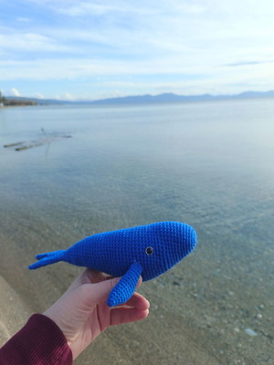 Whale knitted handmade like new, 21cm