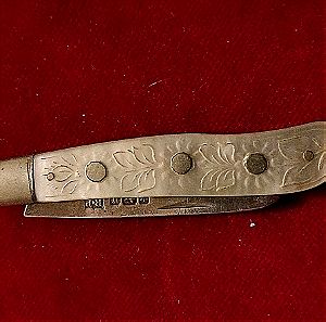 1906 Ασημένιο αγγλικό διακοσμητικό εργαλείο με περίτεχνη λαβή από σεντέφι δεν είναι ακονισμένο