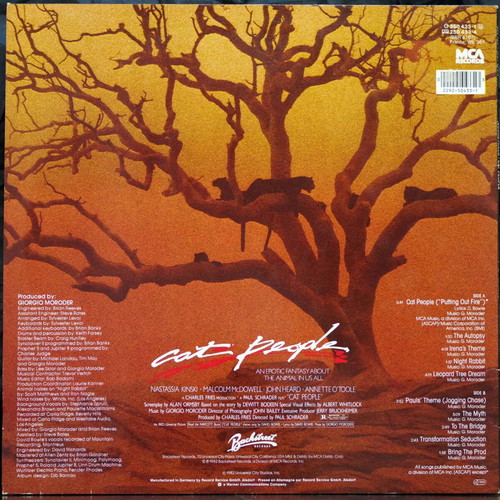 Giorgio Moroder Cat People Original Soundtrack vinyl like new, electronic