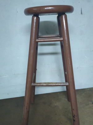 Vintage wooden stool used, 80 cm height