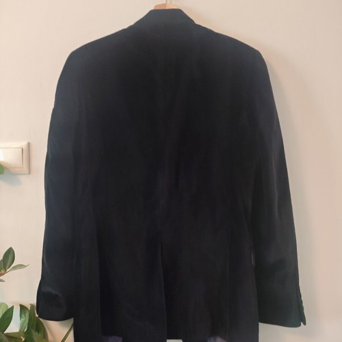 Sakis Rouvas men's jacket 100% cotton velvet like new S/M blue with purple lining