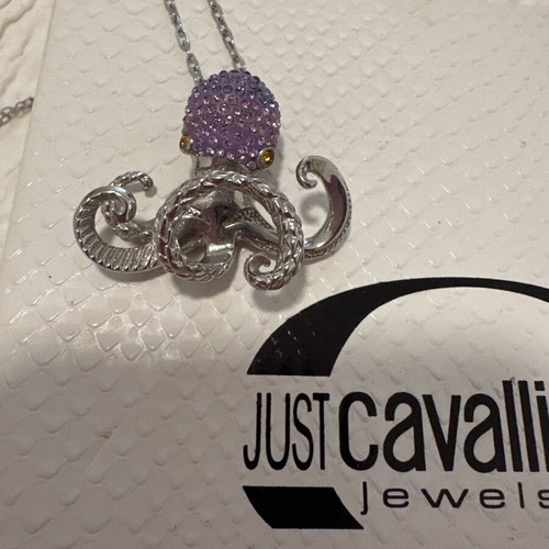 Just Cavalli necklace like new, silver with purple detail