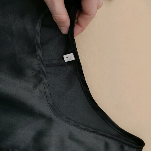 Black satin midi dress like new, size Large