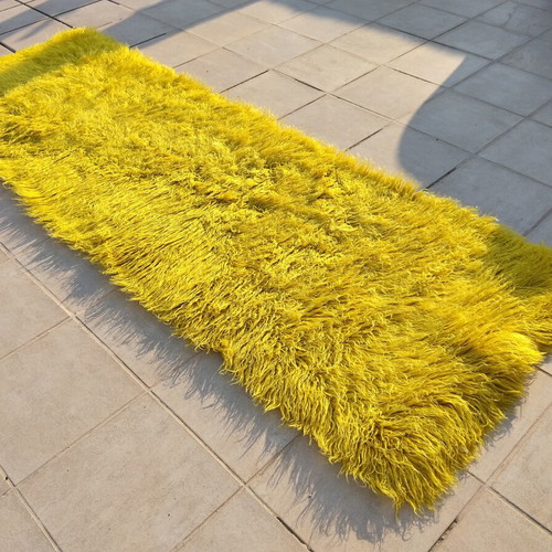 Traditional Flokati Velentza Rug Yellow 270x90 cm like new
