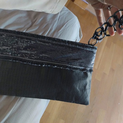 Handbag new handmade with decorative sequins black and gray