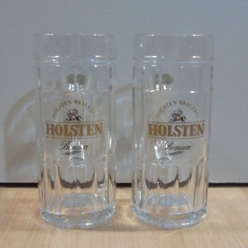Holsten beer two used promotional glass mugs 0.25l