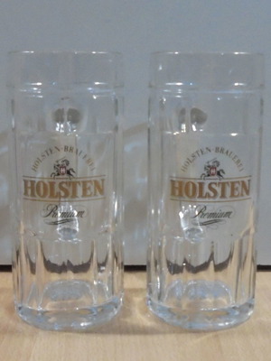 Holsten μπίρα δύο μεταχειριστικές διαφημιστικές γυάλινες κούπες 0.25l
