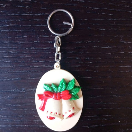Christmas keychain used with double bells and red bow