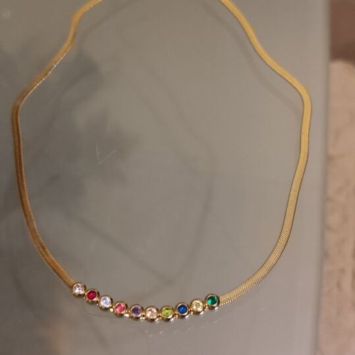 Gold-plated 14K necklace with multicolor zircon like new
