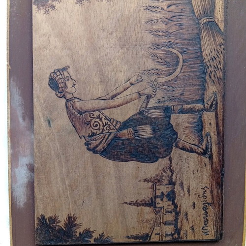 Pyrography paintings used, set of 2, Cyprus 32/24 cm