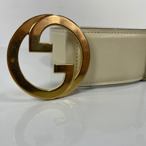 Gucci Blondie leather belt 75cm used, cream