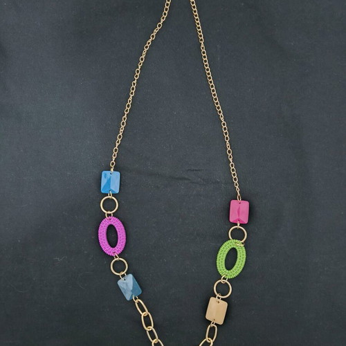 Summer necklace with gold chain and colorful stones new