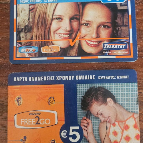 Telestet phone cards used, set of 2 collectible talk time