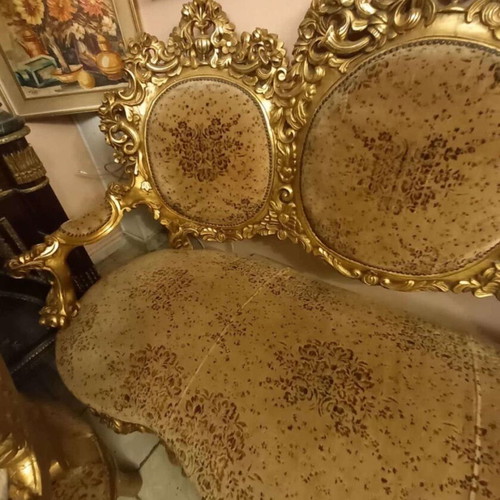 Carved sofa used, three-seat throne and 2 armchairs