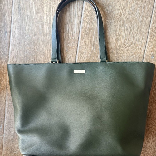 Kate Spade New York Tote Bag used, olive green with zipper