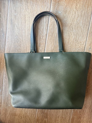Kate Spade New York Tote Bag used, olive green with zipper