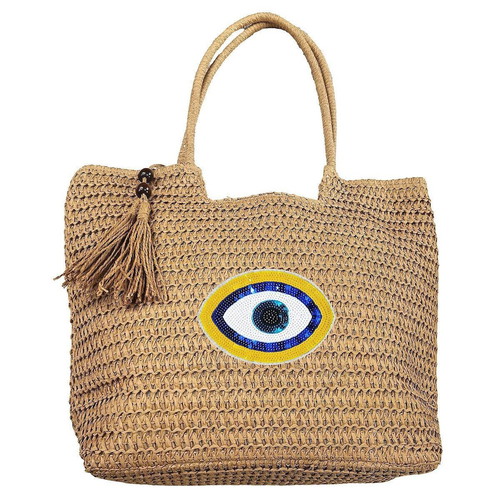 Summertiempo beach bag new with eye design brown
