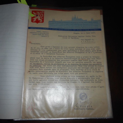 Hellenic Wrestling and Weightlifting Federation used correspondence 1930-1940