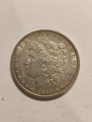 Morgan Silver Dollar 1897 used, 90% silver, Philadelphia issue