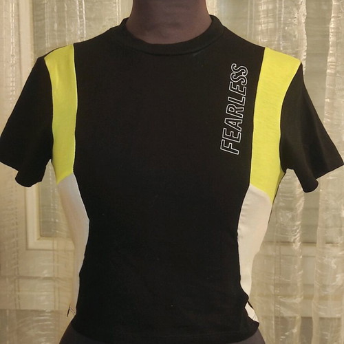 Jennyfer Fearless sports crop top like new, black with neon details