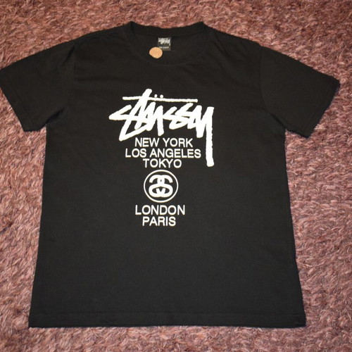 Stussy T-shirt men size M like new, black
