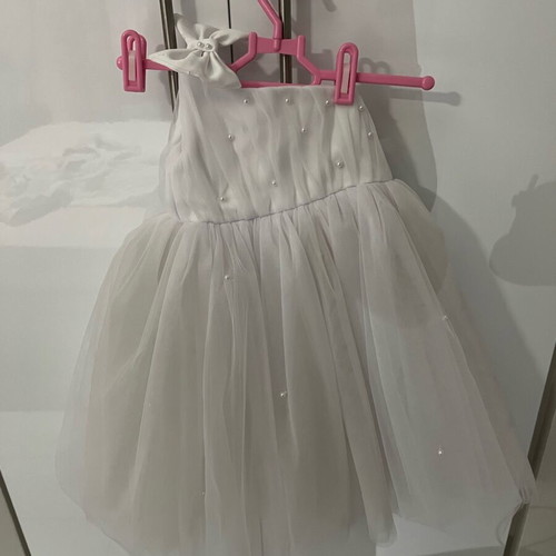 Sugarbabies Baby White Party Dress with Pearls like new