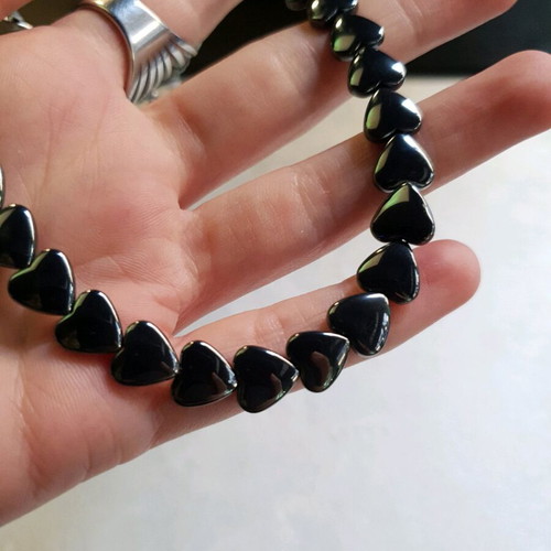 Hematite Heart Choker Stainless Steel Handmade Jewelry