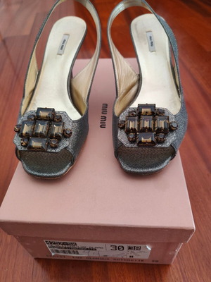 Miu Miu silver pumps like new, size 38 with crystals