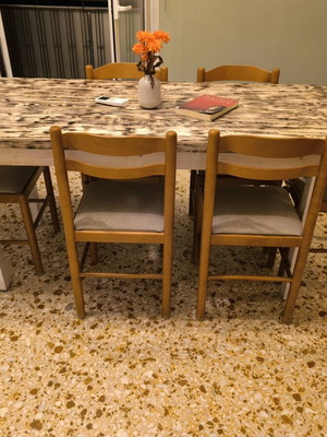 Handmade table with sturdy detachable base, 180x68 cm