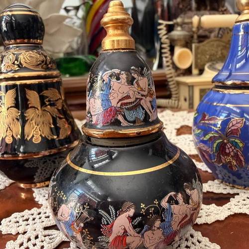 Perfume bottle used, ceramic, handmade, 10cm