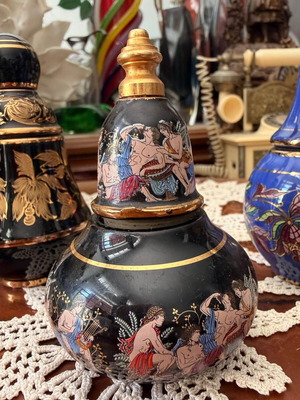 Perfume bottle used, ceramic, handmade, 10cm