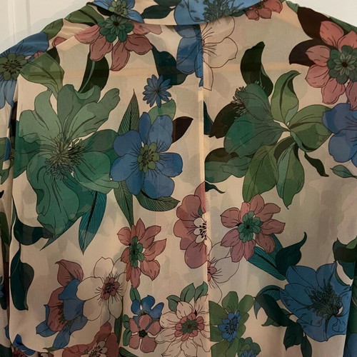 Sheer floral shirt Zara like new, size M, beige and blue