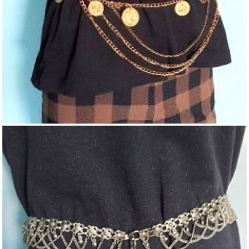 Two metal decorative belts, silver and rose gold styles