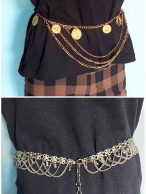 Two metal decorative belts, silver and rose gold styles