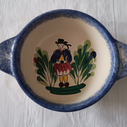 Personalized French ceramic bowl like new, hand-painted